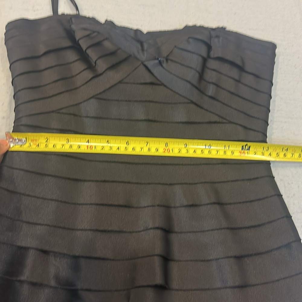 BCBGMaxAzria Black Ruched Bandage Layers Maxi  Formal Sweetheart Neckline Dress - Picture 11 of 16